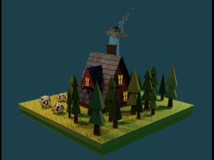 Farm with cows 3D Модель