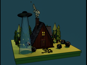 Farm with cows 3D Модель