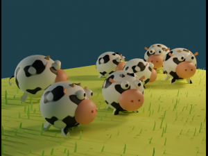 Cows in the meadow 3D Model