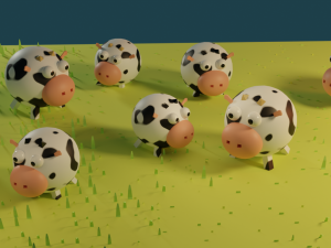 Cows in the meadow 3D Модель
