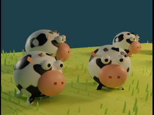 Cows in the meadow 3D Модель
