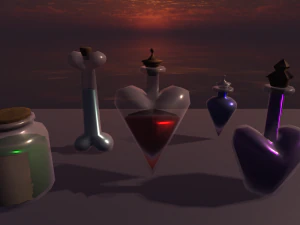 Pearls Potion Bottles 3D Model
