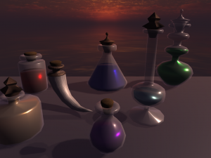 Pearls Potion Bottles Modello 3D
