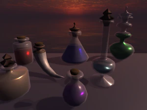 Pearls Potion Bottles 3D Model