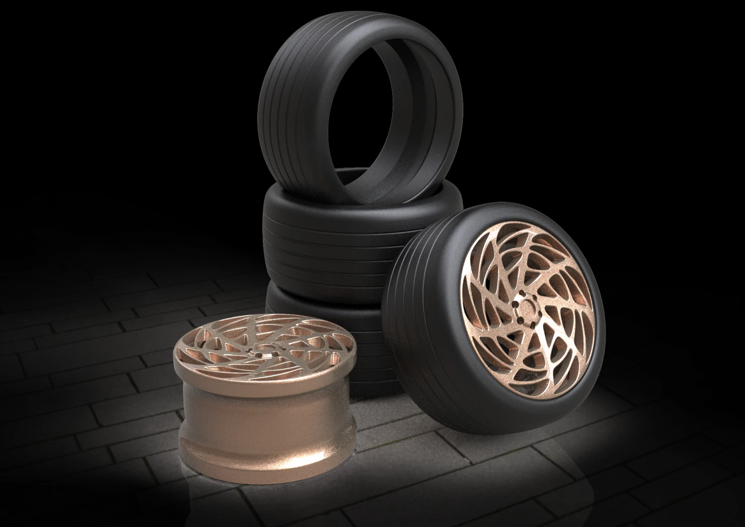 Wheels 3D Print Model .c4d .max .obj .3ds .fbx .stl .blend 