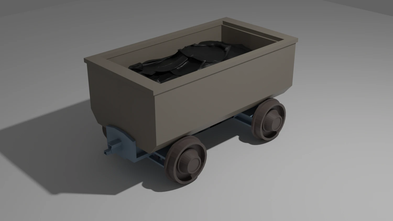 Простая шахтная тележка 3D Модель .c4d .max .obj .3ds .fbx .stl .blend 
