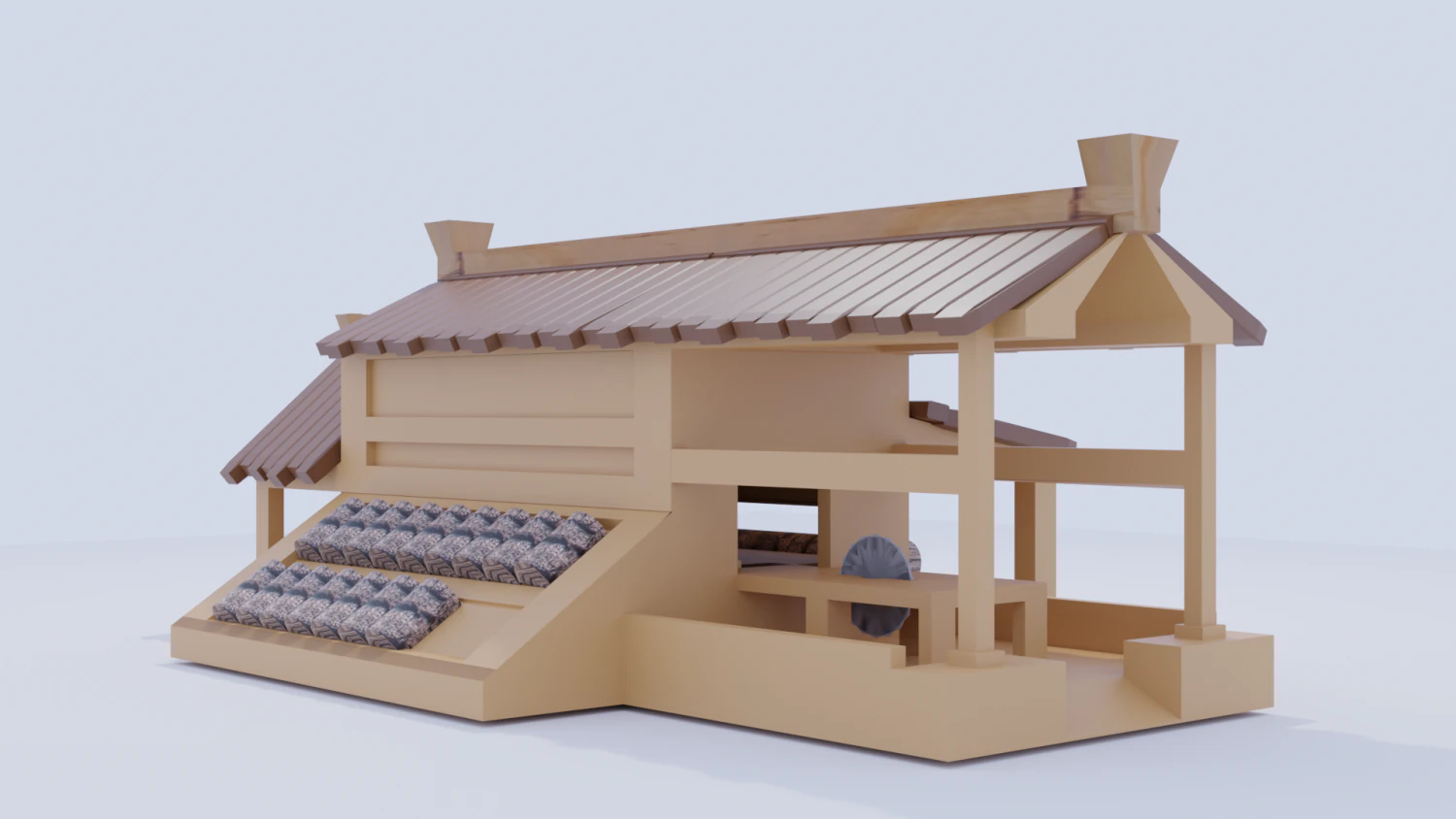 Simple Sawmill 3D Model .c4d .max .obj .3ds .fbx .stl .blend 