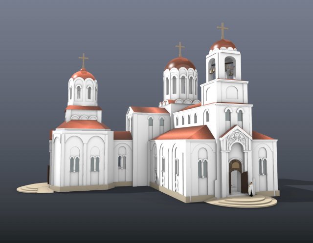 Parish temple 3D Model .c4d .max .obj .3ds .fbx .stl .blend 