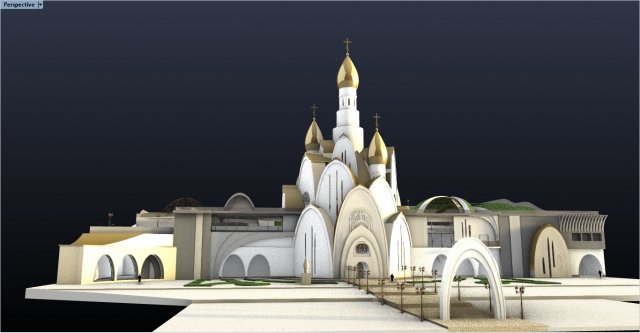 CATHEDRAL WITH ARTS CENTER 3D मॉडल .c4d .max .obj .3ds .fbx .stl .blend 