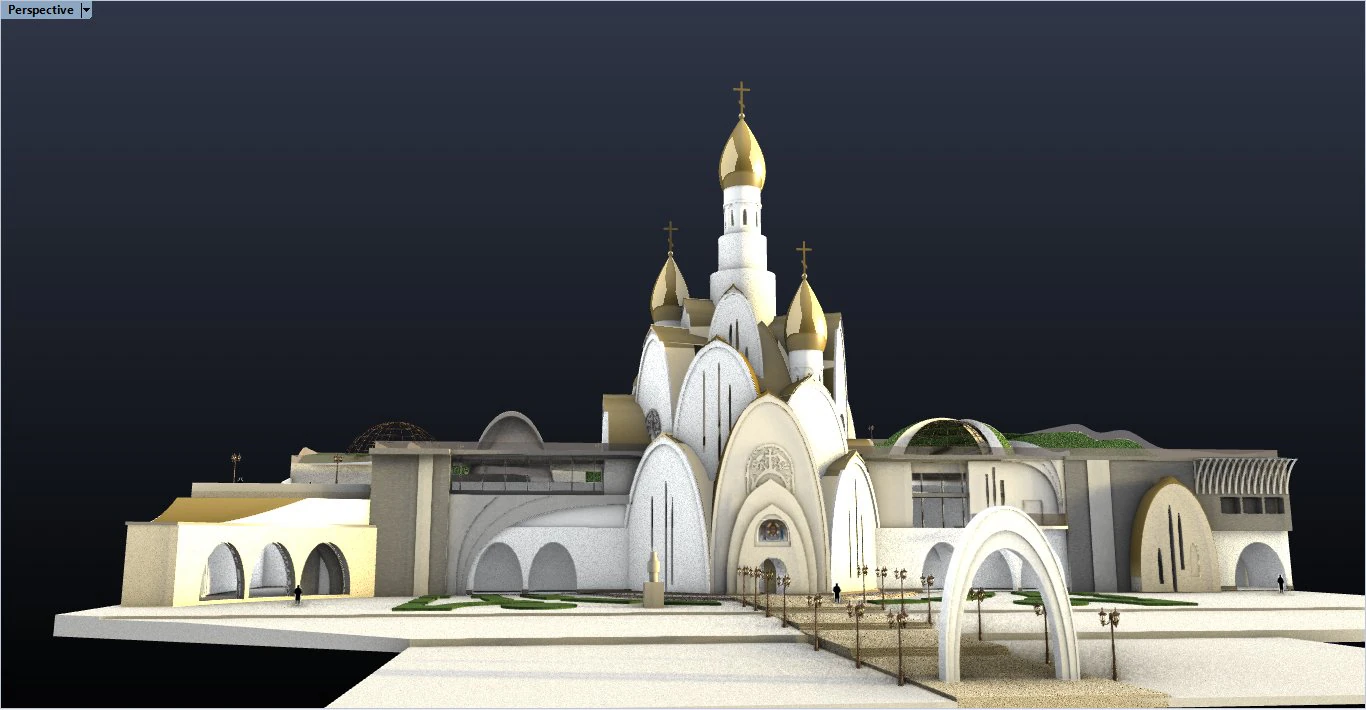CATHEDRAL WITH ARTS CENTER 3D Model .c4d .max .obj .3ds .fbx .stl .blend 