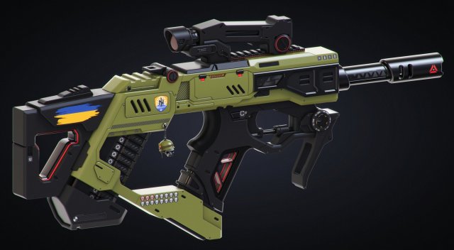 Sci-fi rifle Model 3D .c4d .max .obj .3ds .fbx .stl .blend