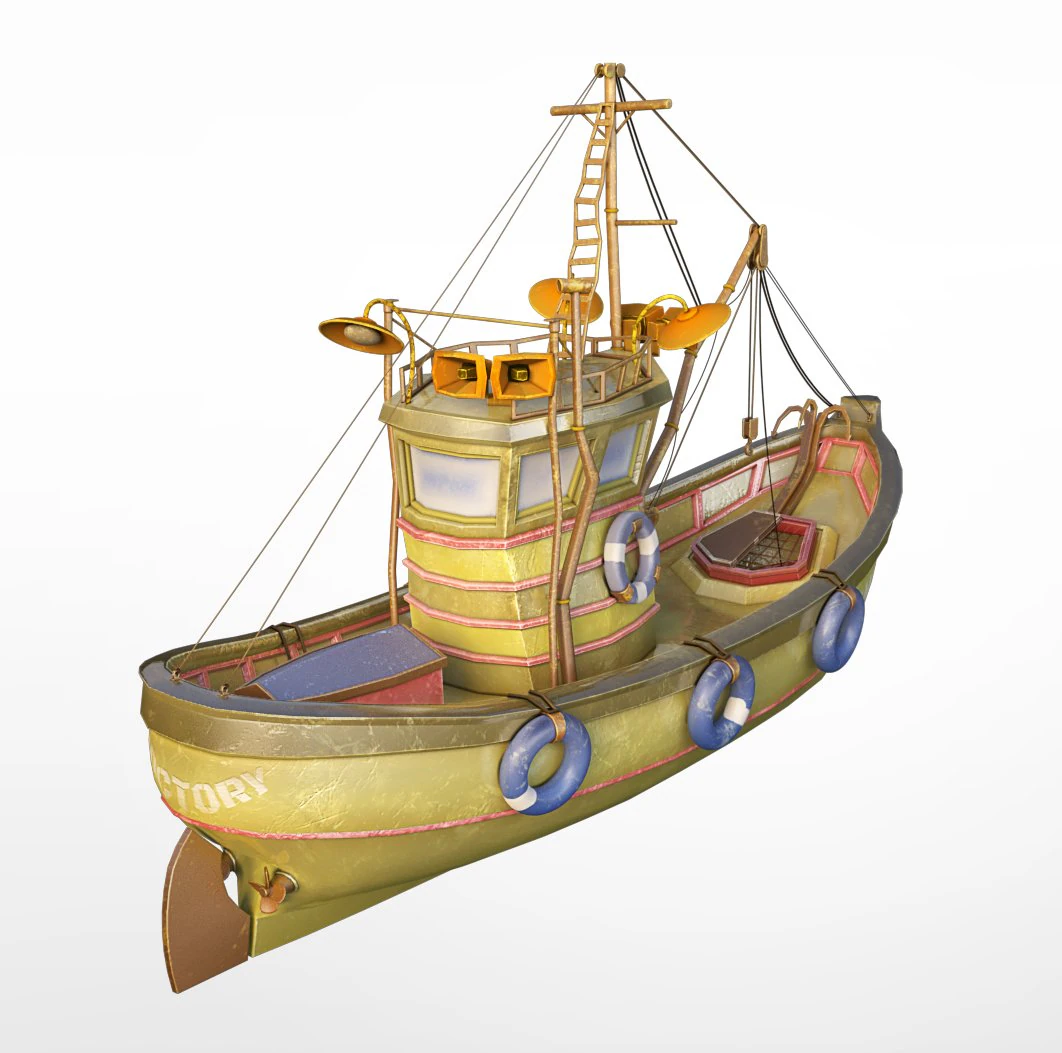 Fishing boat 3D Model .c4d .max .obj .3ds .fbx .stl .blend 