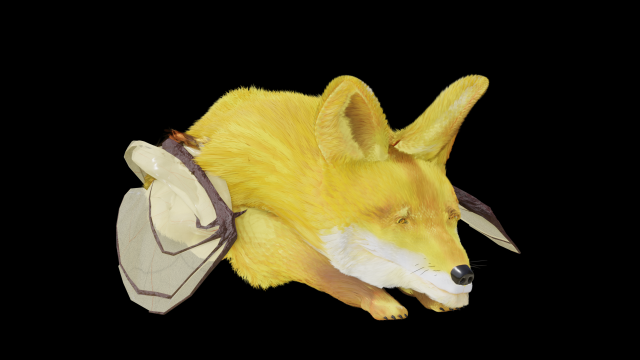 Fantasy Golden Crowned-Flying Fox 3Dモデル .c4d .max .obj .3ds .fbx .stl .blend 