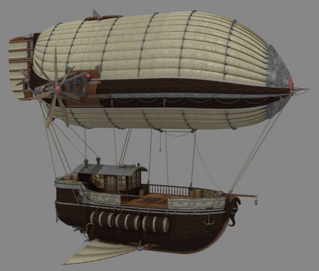 Cargo Airship 3D Model .c4d .max .obj .3ds .fbx .stl .blend 