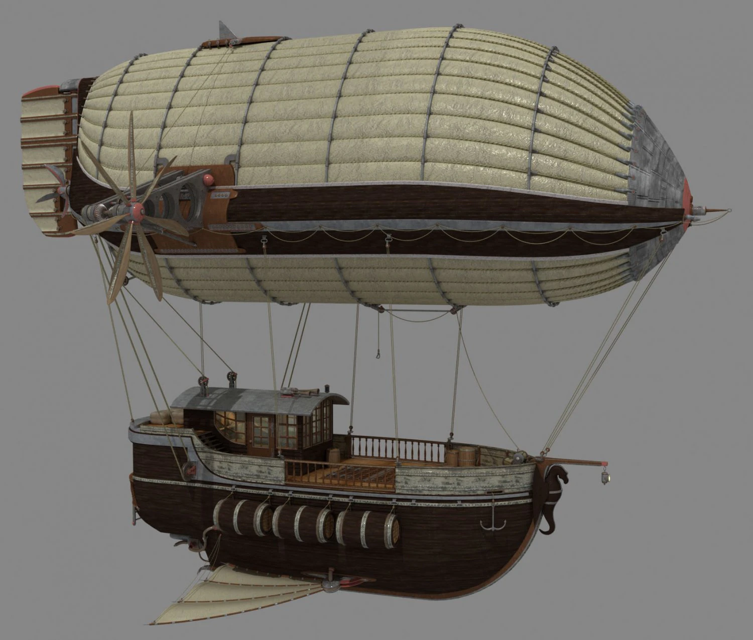 Cargo Airship 3D Model .c4d .max .obj .3ds .fbx .stl .blend