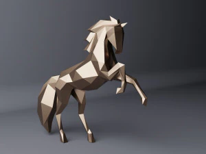 Escultura de cavalo com suporte e sem suporte Modelo de Impressão 3D