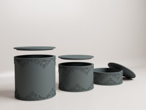 Set of decorative boxes with lids 3D 打印模型