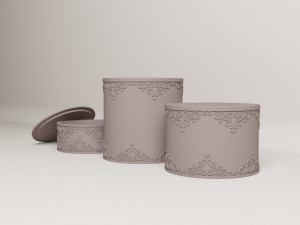 Set of decorative boxes with lids 3D 打印模型
