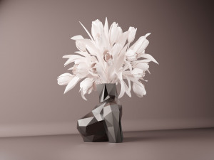 Vase lowpoly woman bust 3D-printmodel
