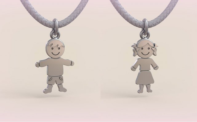 Pendants - Boy and Girl - 01 3D Druckmodell .c4d .max .obj .3ds .fbx .stl .blend 