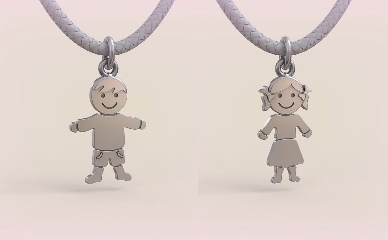 Pendants - Boy and Girl - 01 3D Print Model .c4d .max .obj .3ds .fbx .stl .blend 