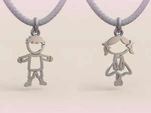 Pendants - Boy and Girl - 03 3D Print Model