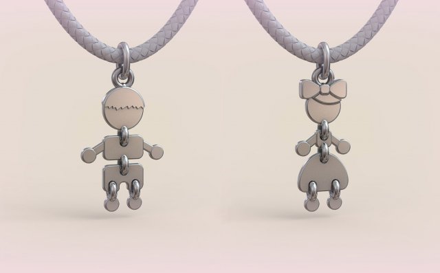 Pendants - Boy and Girl - 04 3D Принт Модель .c4d .max .obj .3ds .fbx .stl .blend 