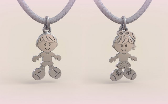 Pendants - Boy and Girl - 05 3Dプリントモデル .c4d .max .obj .3ds .fbx .stl .blend 