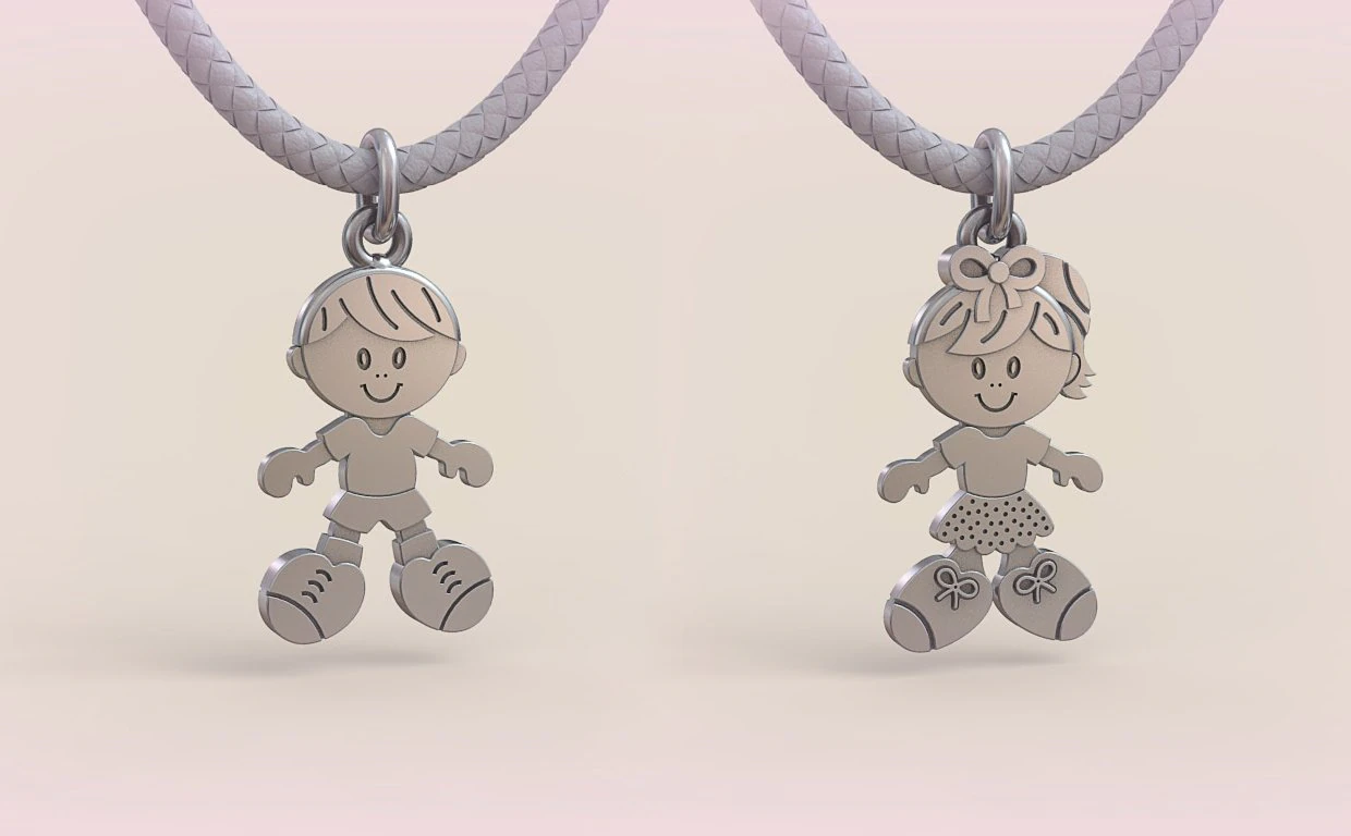Pendants - Boy and Girl - 05 3D Print Model .c4d .max .obj .3ds .fbx .stl .blend
