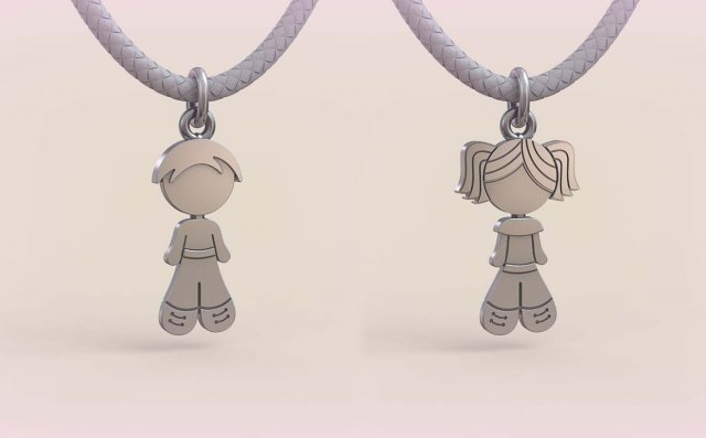 Pendants - Boy and Girl - 09 3Dプリントモデル .c4d .max .obj .3ds .fbx .stl .blend 
