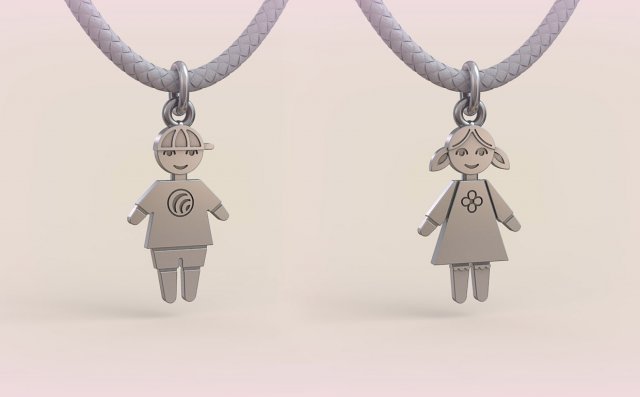 Pendants - Boy and Girl - 10 3D Print Model .c4d .max .obj .3ds .fbx .stl .blend 