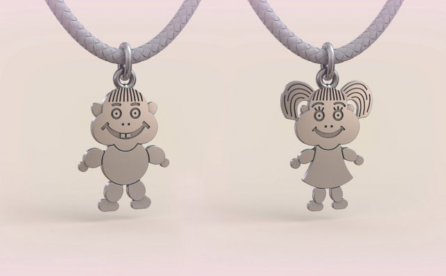Pendants - Boy and Girl - 11 3D Baskı Modeli .c4d .max .obj .3ds .fbx .stl .blend 