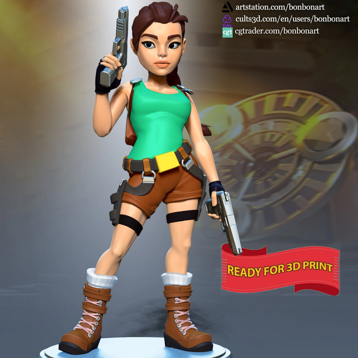 Lara Croft 3D Print Model .c4d .max .obj .3ds .fbx .stl .blend 