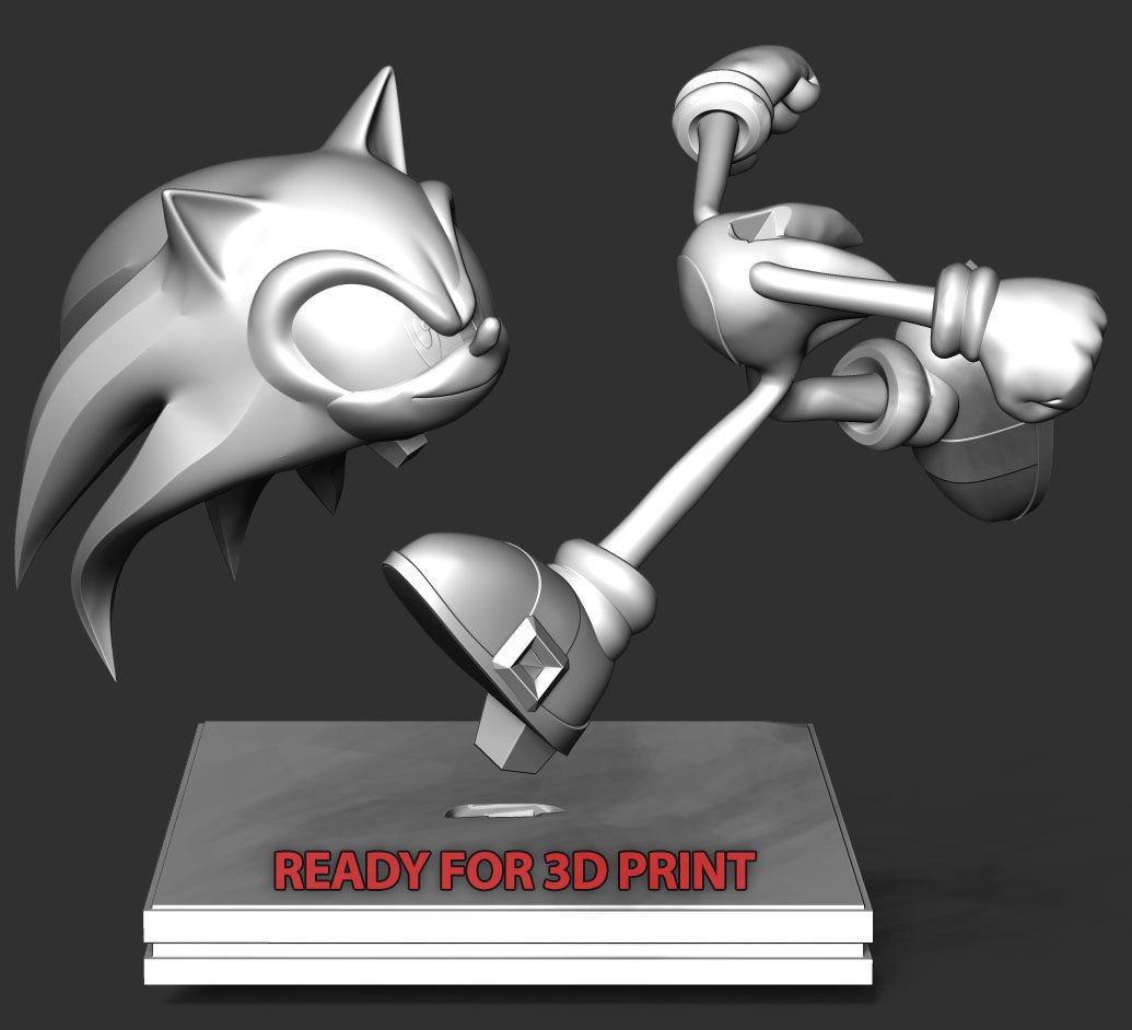 Shadow - Sonic the Hedgehog 2 Fanart 3D Print Model in Animals