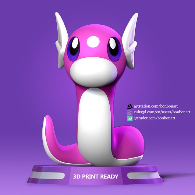 Dratini - Pokemon Go 3D Принт Модель .c4d .max .obj .3ds .fbx .stl .blend 
