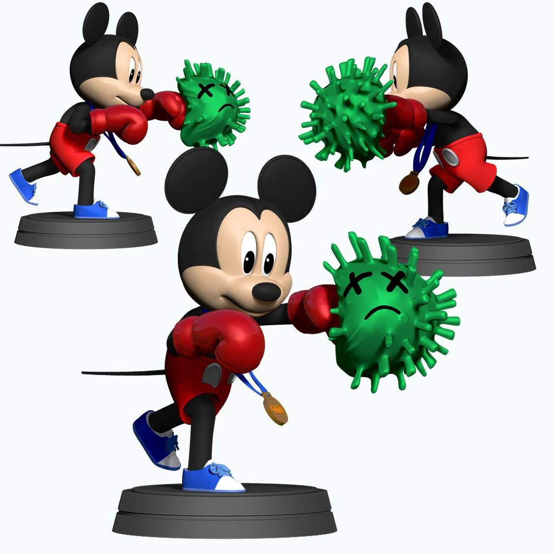 Mickey Mouse - Boxing 3D Print Model .c4d .max .obj .3ds .fbx .stl .blend 