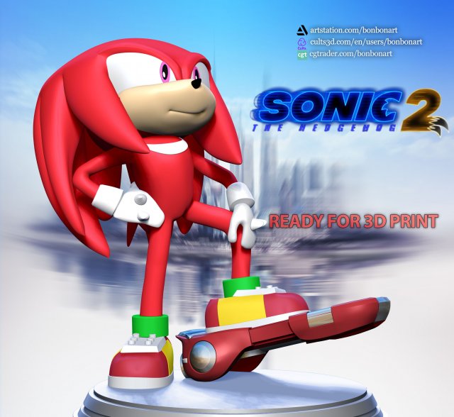 Knuckles - Sonic the Hedgehog 2 Fanart 3D-Druckmodell .c4d .max .obj .3ds .fbx .stl .blend 