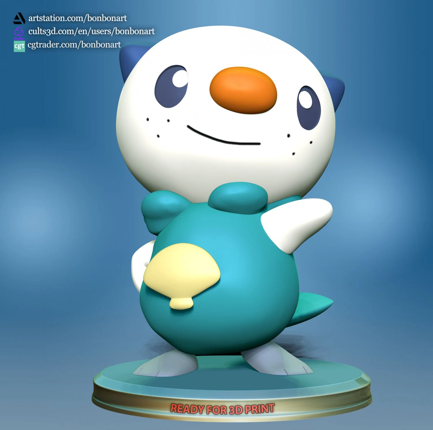 Oshawott - Pokemon Go 3D Print Model .c4d .max .obj .3ds .fbx .stl .blend