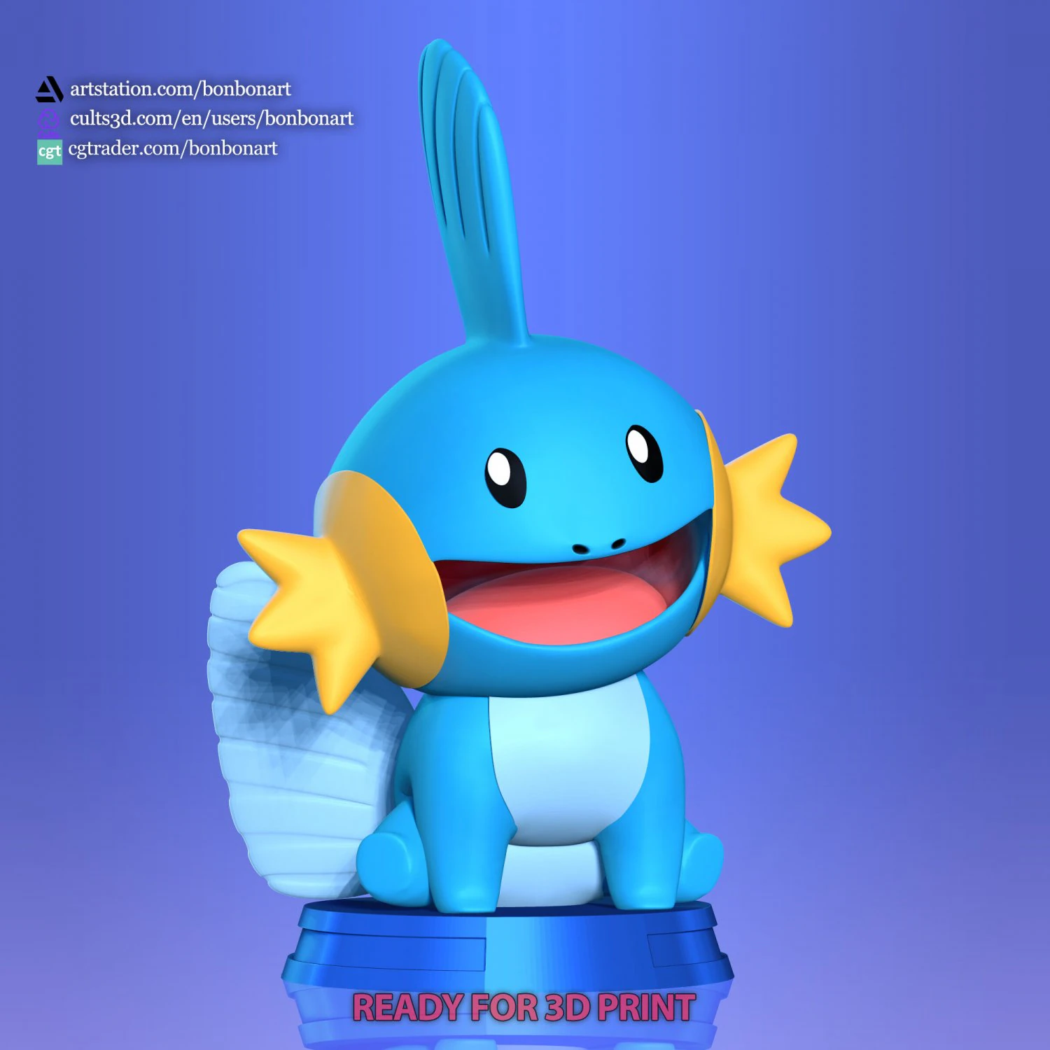 Mudkip - Pokemon Go 3D Print Model .c4d .max .obj .3ds .fbx .stl .blend