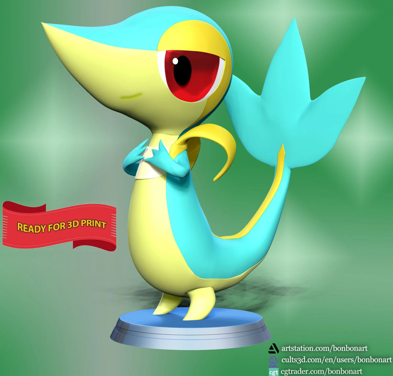 Snivy - Pokemon Go 3D Print Model .c4d .max .obj .3ds .fbx .stl .blend 