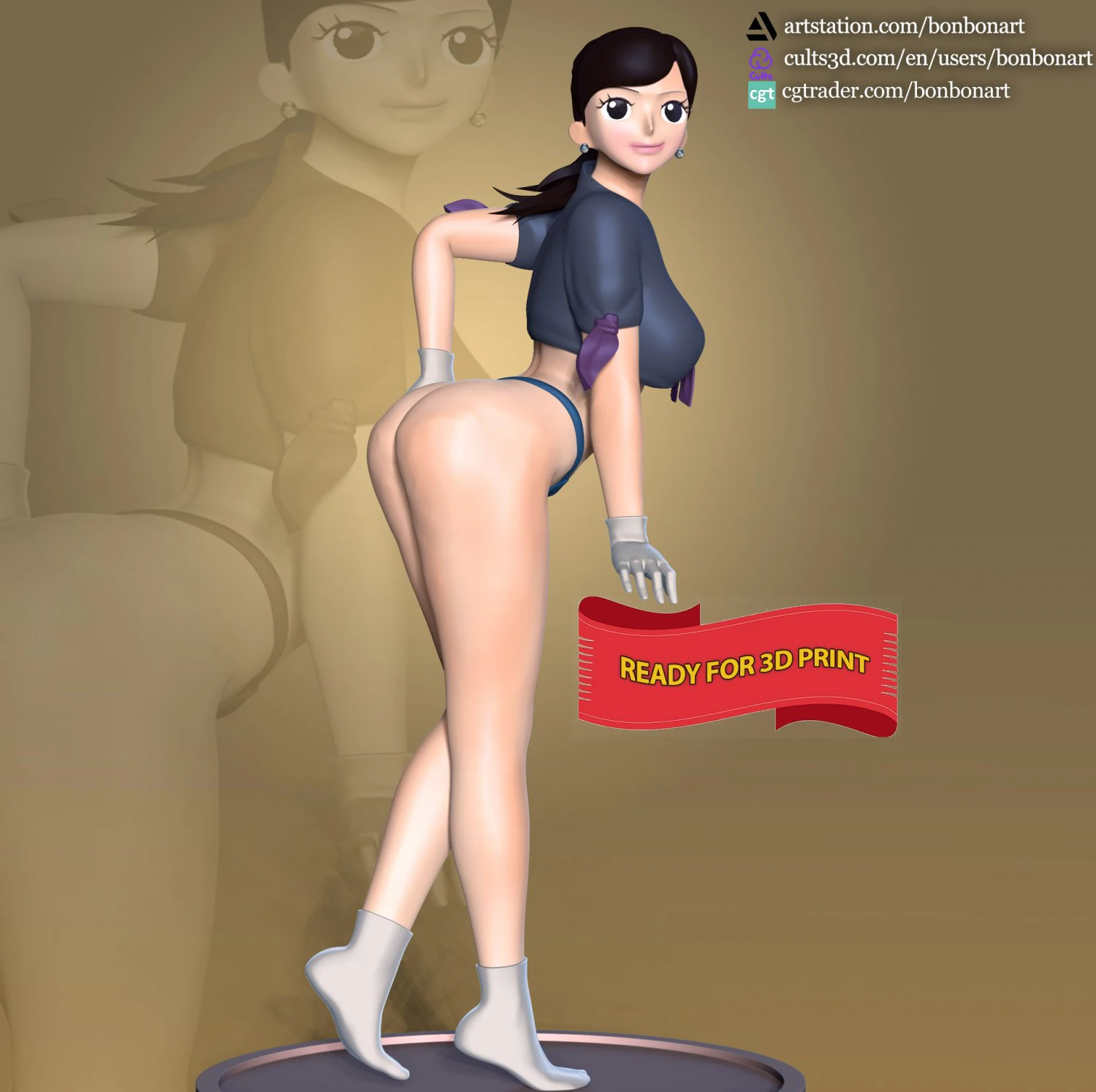 Girl With Swimsult 3D Print Model .c4d .max .obj .3ds .fbx .stl .blend