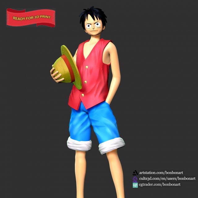 Luffy- One Piece 3D प्रिंट मॉडल .c4d .max .obj .3ds .fbx .stl .blend 