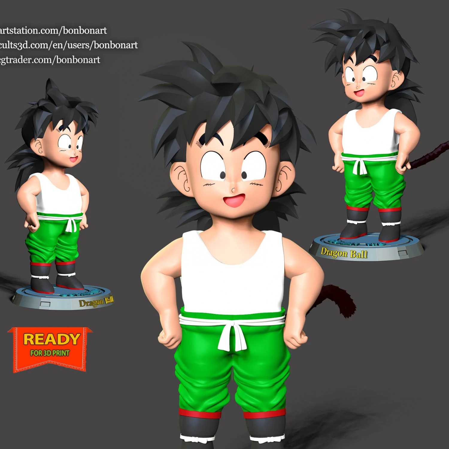 Dragon Ball - Gohan Ni&ntilde;o Modelo de impresión 3D .c4d .max .obj .3ds .fbx .stl .blend 
