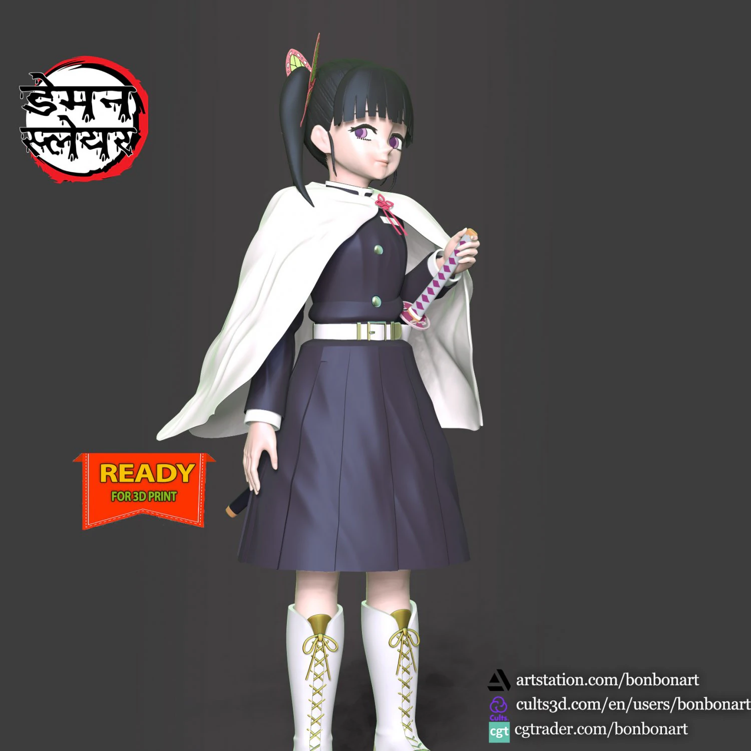 Kanao Tsuyuri - Demon Slayer 3D Print Model .c4d .max .obj .3ds .fbx .stl .blend 