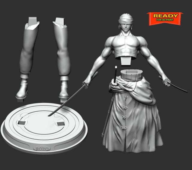 Roronoa Zoro - One Piece Modelo de impresión 3D in Figurillas 3DExport