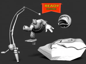 Donald Duck - Fishing 3D Print Model