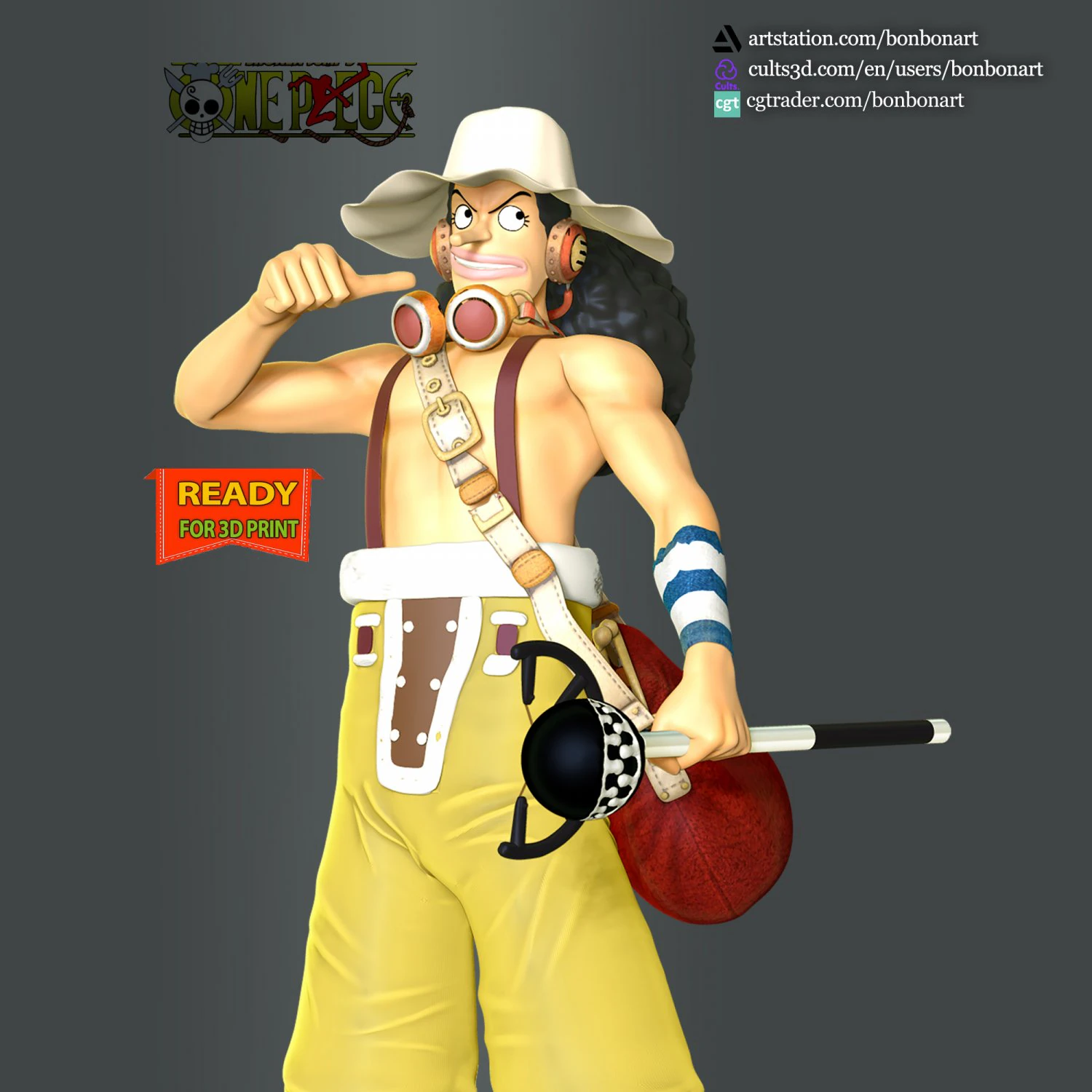 Usopp - One Piece 3D Print Model .c4d .max .obj .3ds .fbx .stl .blend 