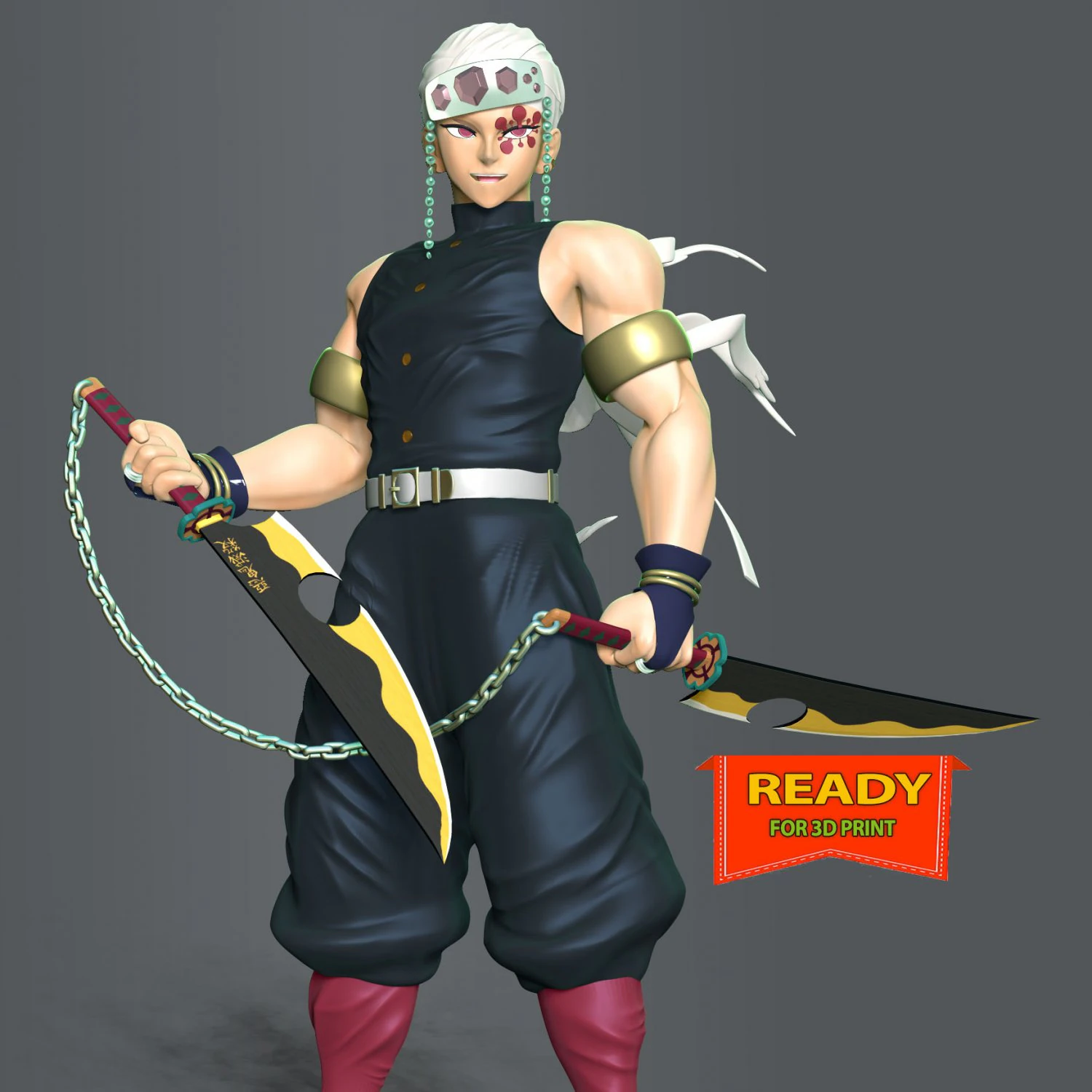Tengen Uzui - Demon Slayer 3D Print Model .c4d .max .obj .3ds .fbx .stl .blend 