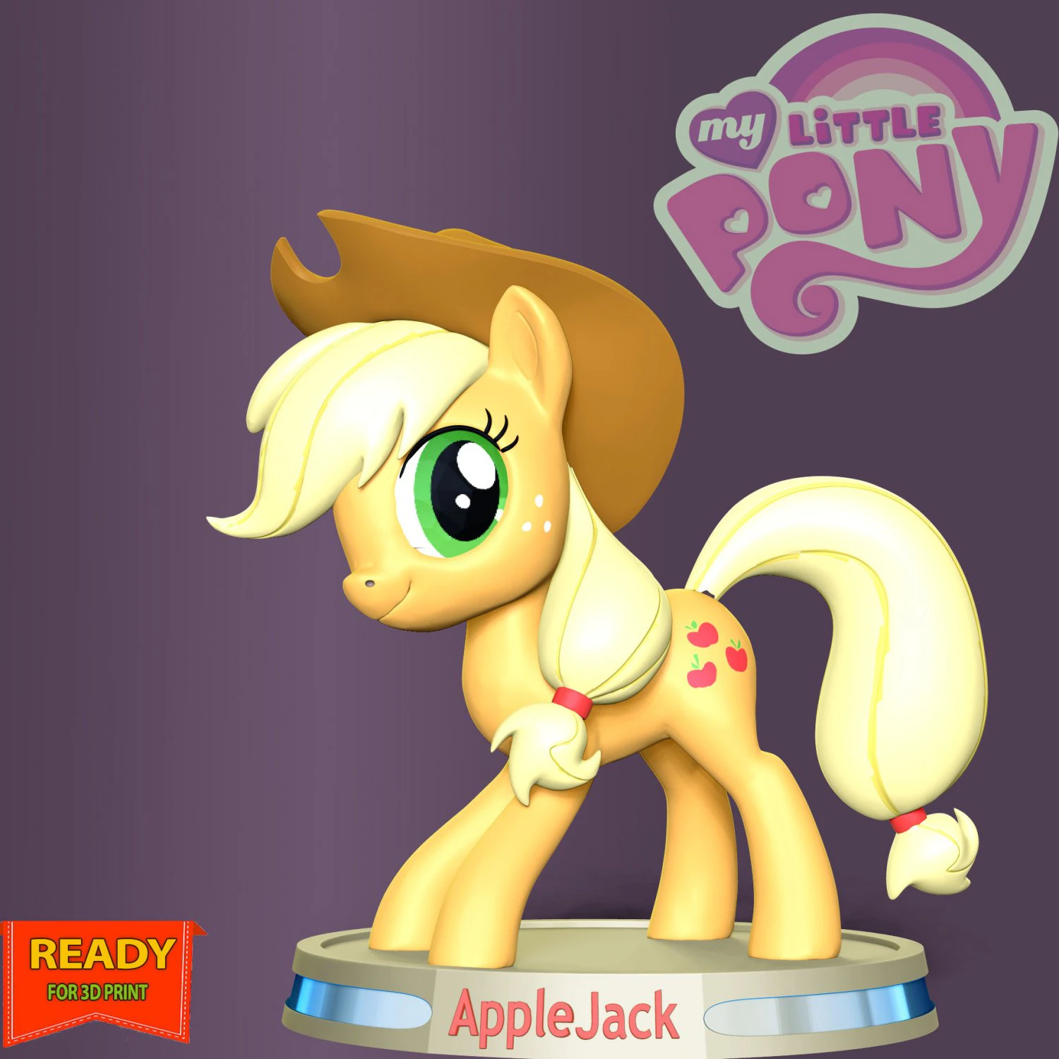AppleJack - Little Pony 3D Print Model .c4d .max .obj .3ds .fbx .stl .blend 