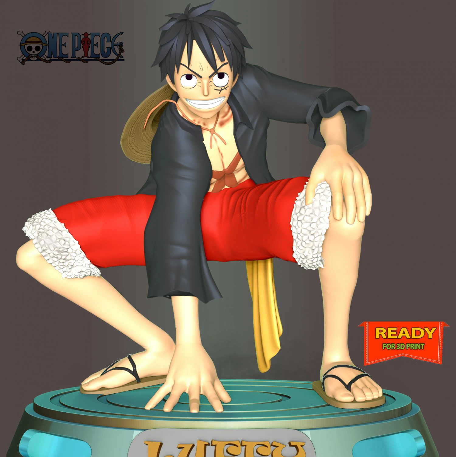 Monkey D Luffy - One Piece 3D Print Model .c4d .max .obj .3ds .fbx .stl .blend 